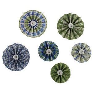 Rosaces décoratives - Papier - 4 à 6 cm - Bleu, Vert