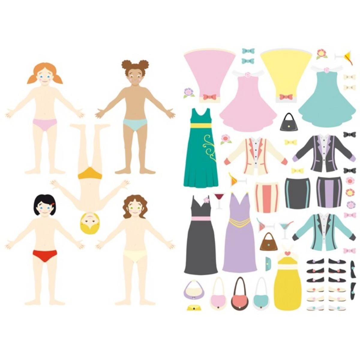 Stickers Fashion filles - Papier - 20,7 x 0,1 x 35 - Multicolore