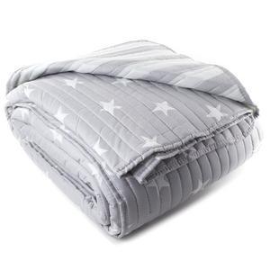 Couvre-lit + 2 taies microfibre Othello - 100 % Polyester - 230 x250 cm - Gris et blanc