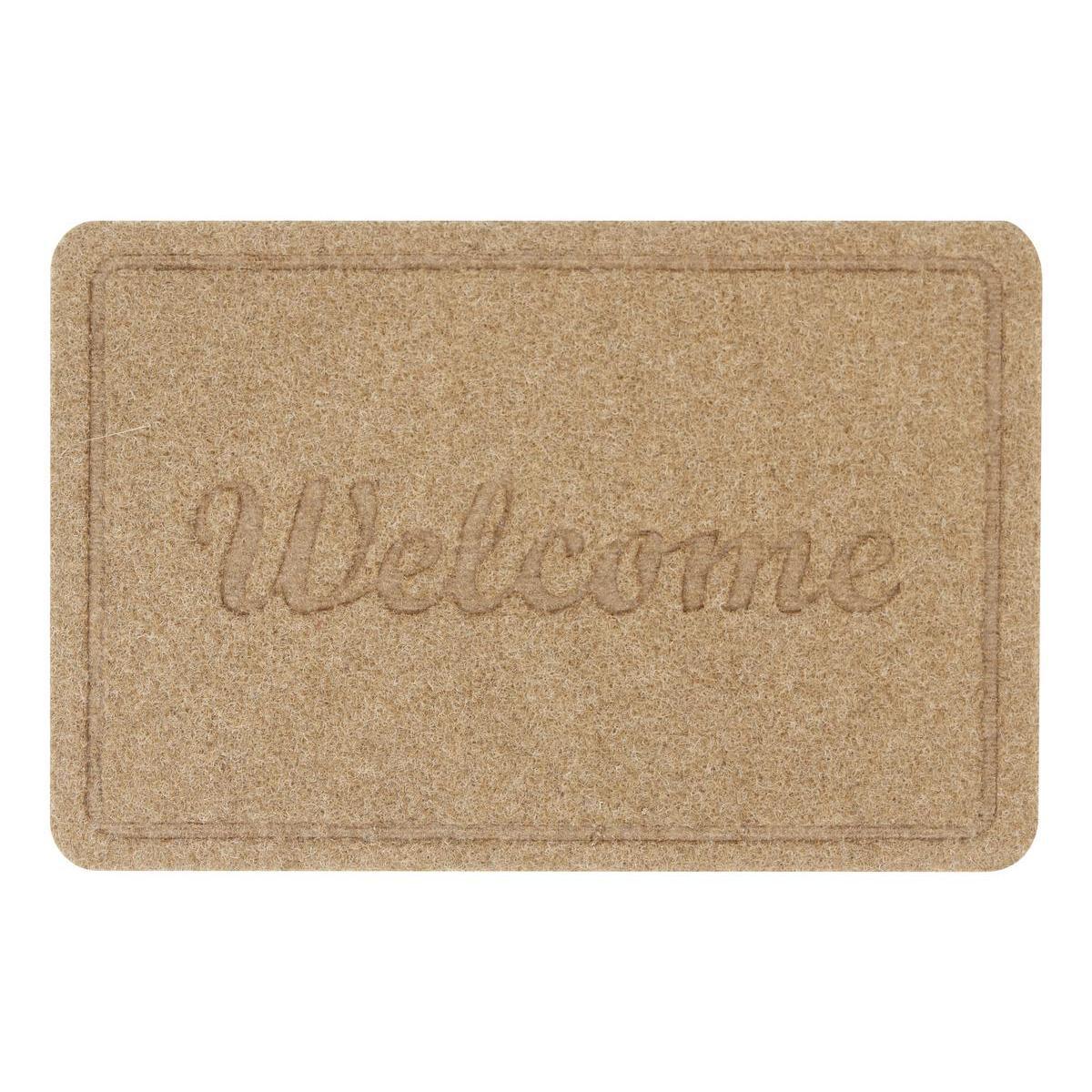 Paillasson Welcome - Polyamide et PVC - 40 x 60 cm - Beige