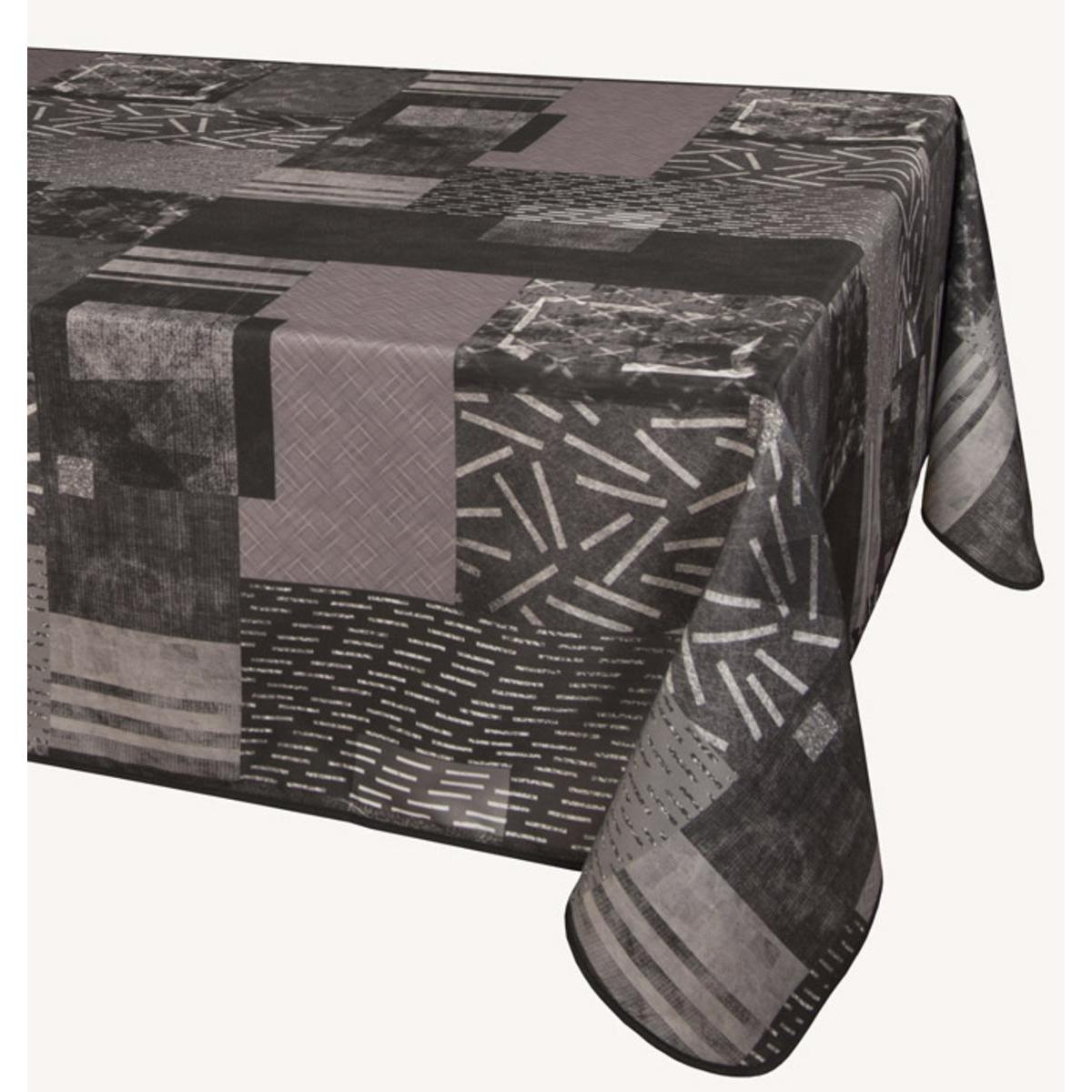 Toile cirée carrée - 100 % Polyester - 180 x 180 cm - Gris
