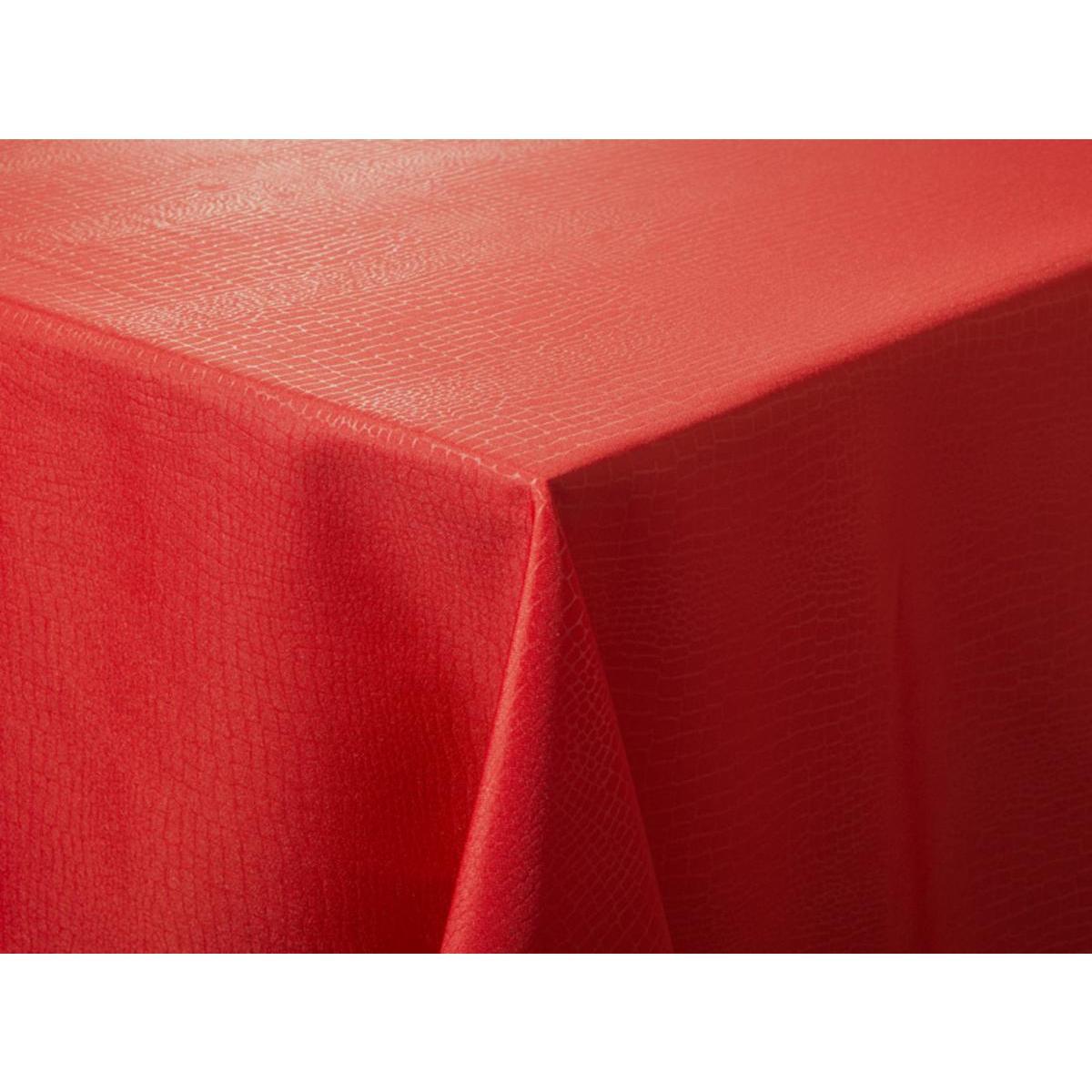Toile cirée carrée effet croco - 100 % Polyester - 180 x 180 cm - Rouge