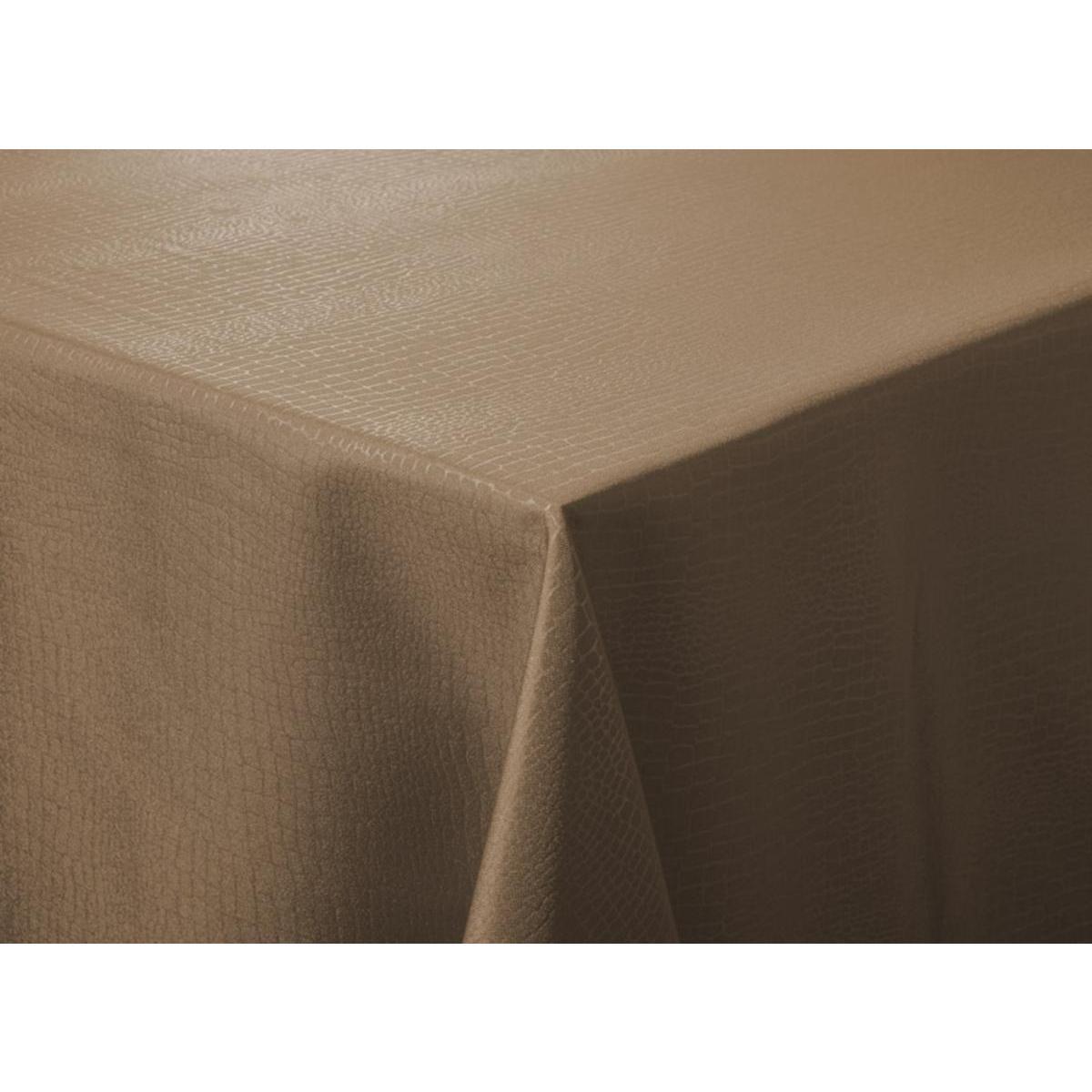 Toile cirée carrée effet croco - 100 % Polyester - 180 x 180 cm - Marron