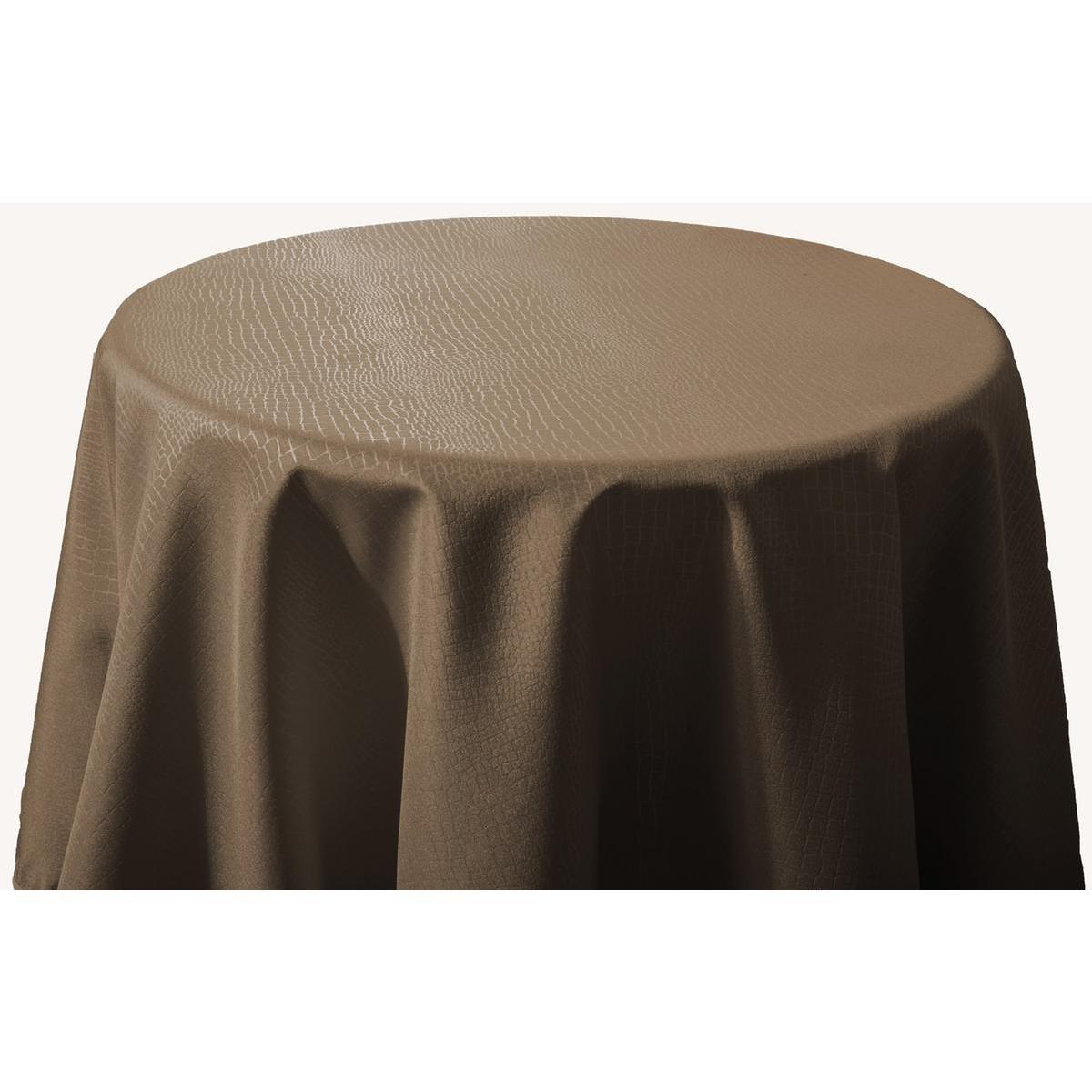 Nappe ronde effet croco - 100% Polyester - Ø 180 cm - Marron