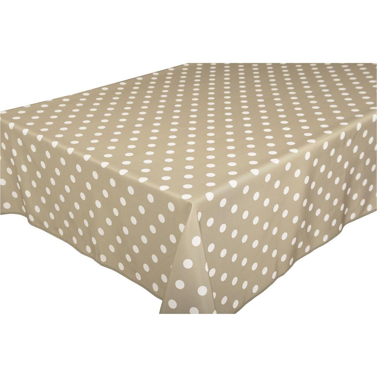Toile cirée rectangulaire - 100 % Polyester - 145 x 300 cm - Marron taupe et blanc