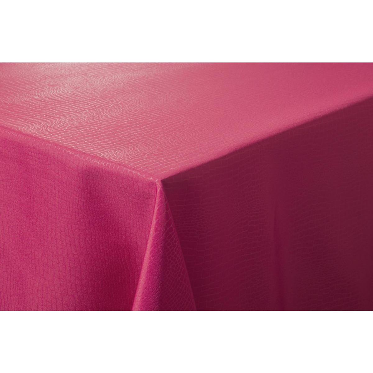 Toile cirée rectangulaire effet croco - 100 % Polyester - 145 x 300 cm - Rose