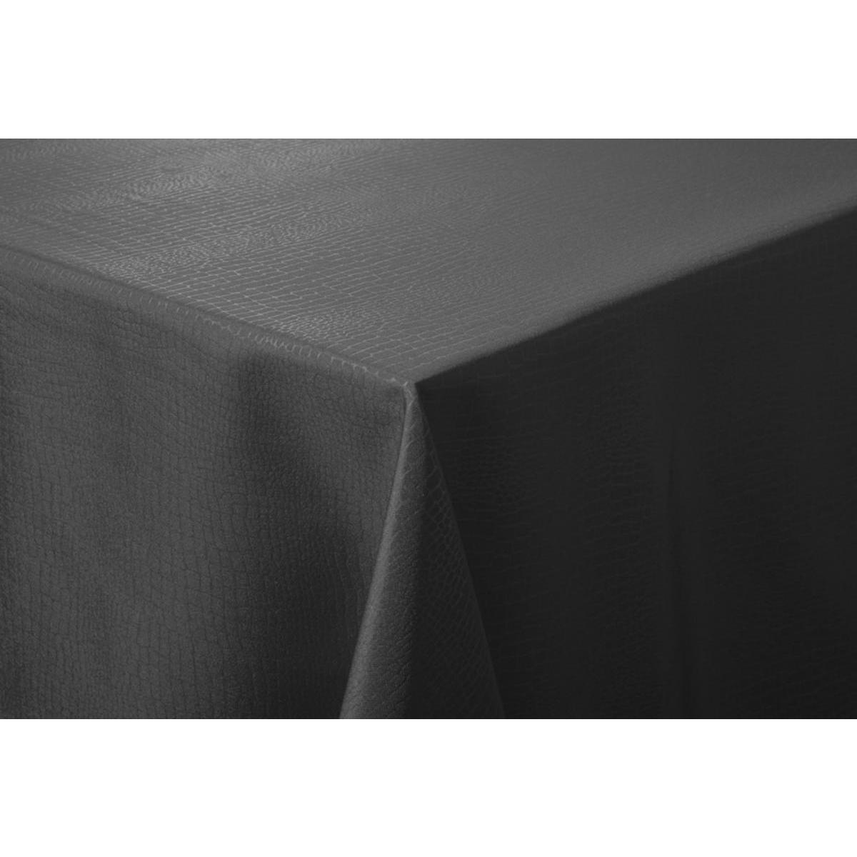 Toile cirée rectangulaire effet croco - 100 % Polyester - 145 x 300 cm - Gris