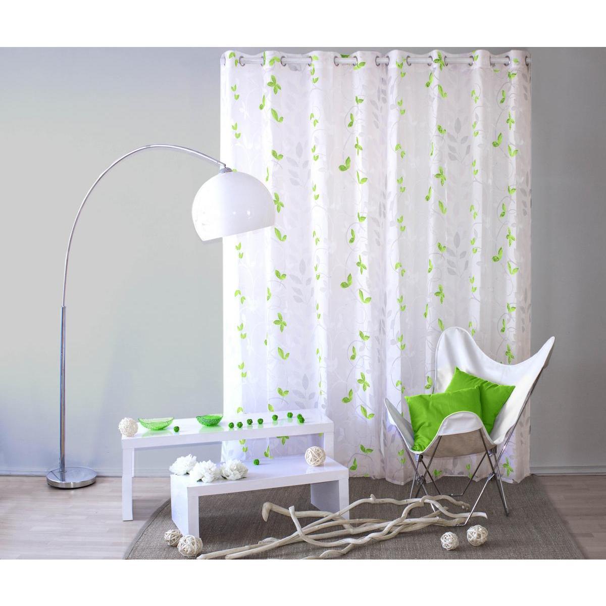 Panneau voile à œillets - 100 % Polyester - 140 x 240 cm - Blanc et vert