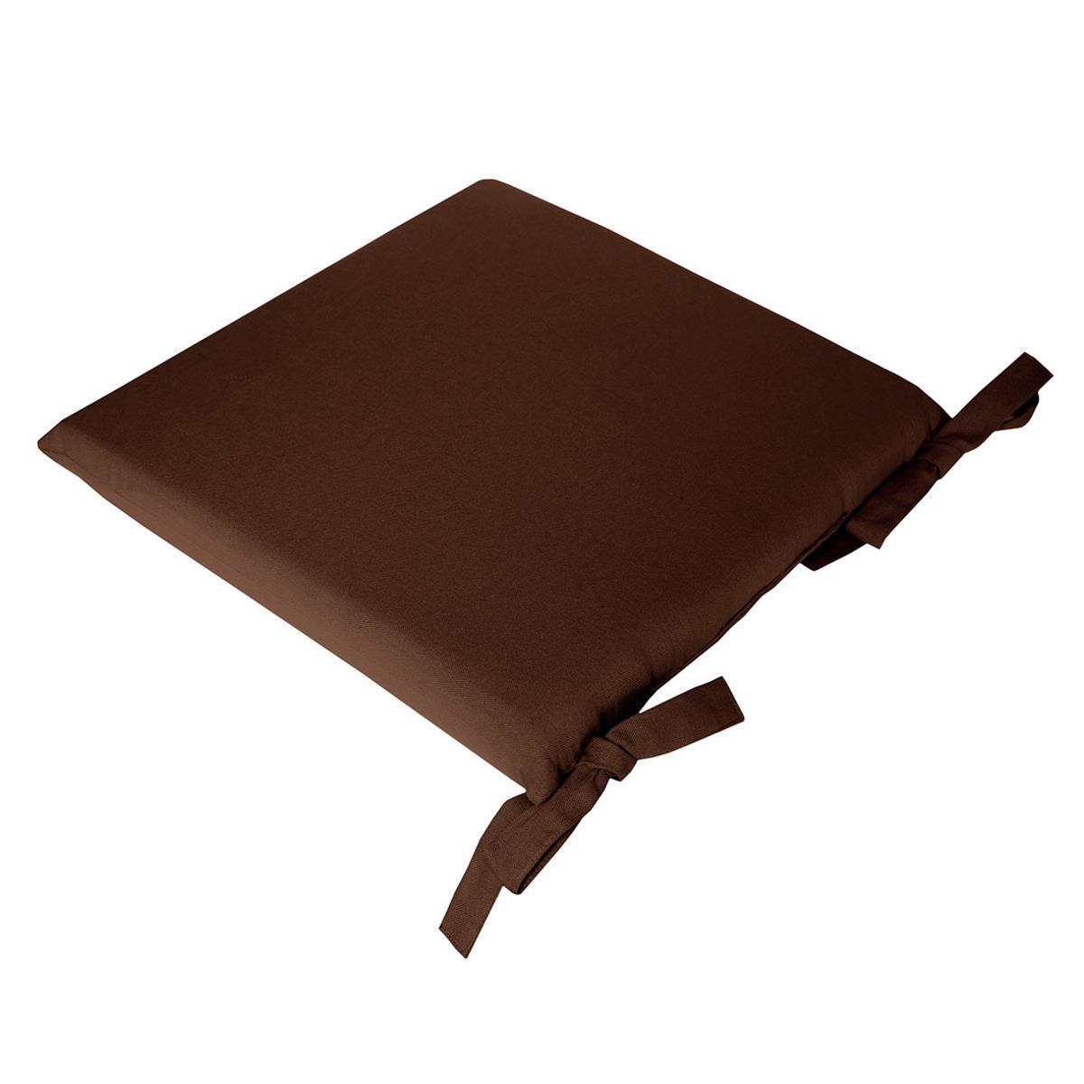 Galette de chaise à nouettes - Coton et mousse - 38 x 38 x H 4,5 cm - Marron chocolat