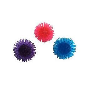 3 jouets pour chats - Ø 4,5 cm - Caoutchouc - Bleu, rose et violet