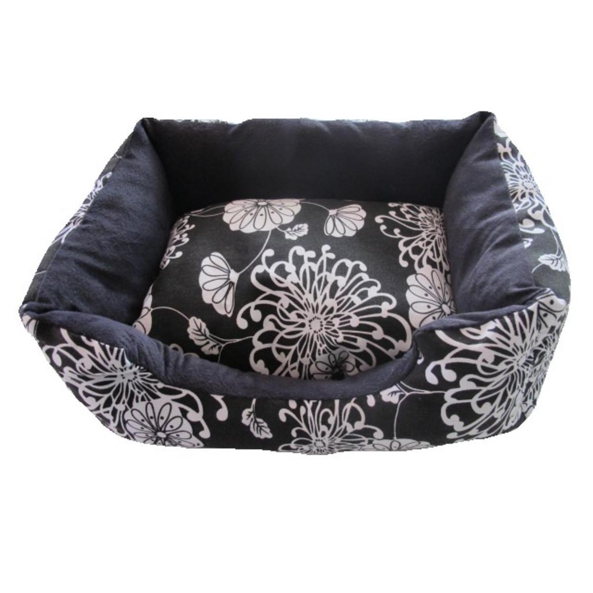 Corbeille avec coussin - 50 x 40 cm - Tissu - 50 x 40 cm - Noir et blanc