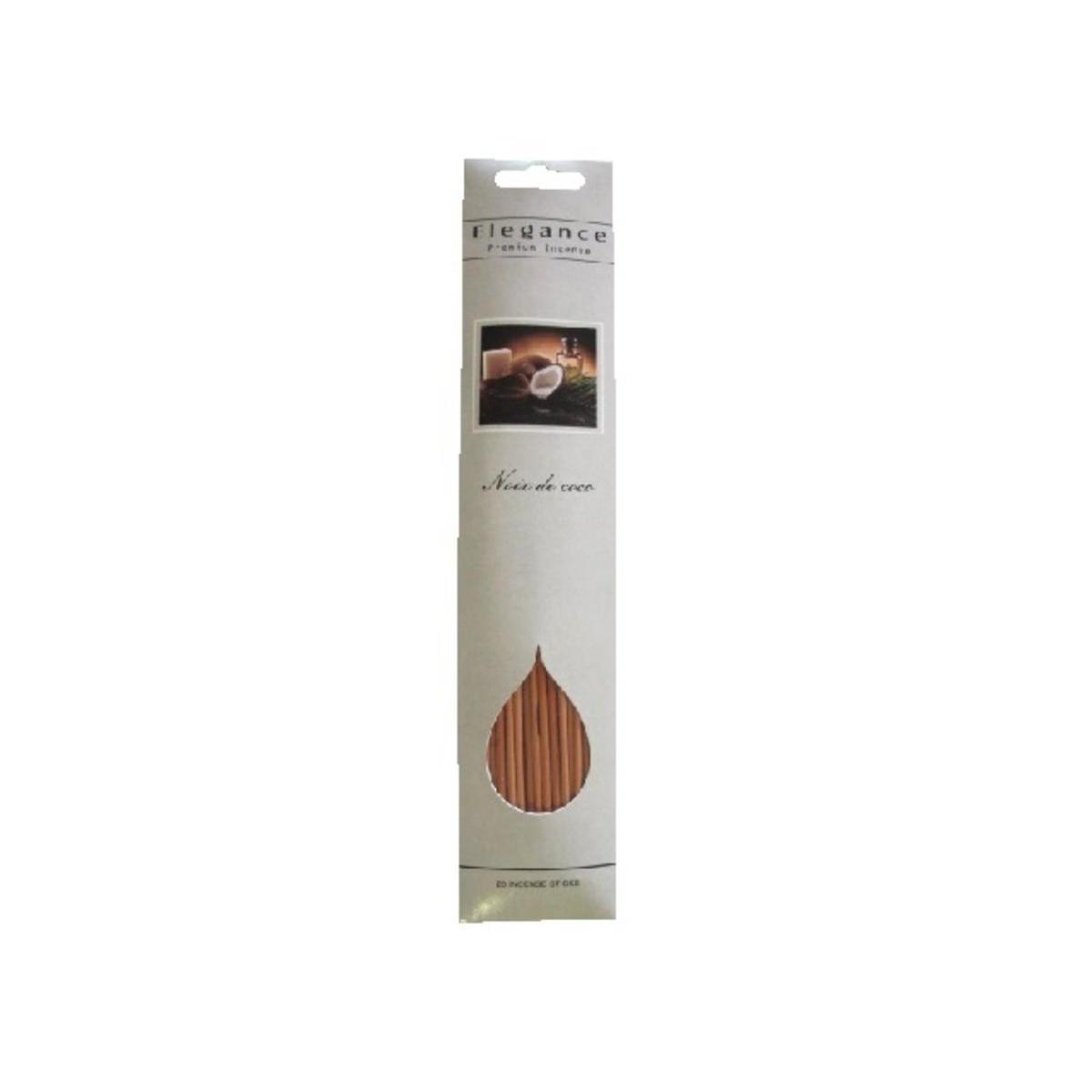 20 bâtons d'encens parfum Noix de coco- 31 x 6,5 cm - Bois écorces - Blanc