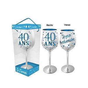 Verre à vin bleu chrome 40 ans