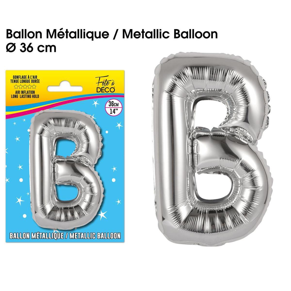 Ballon métallique argent lettre b