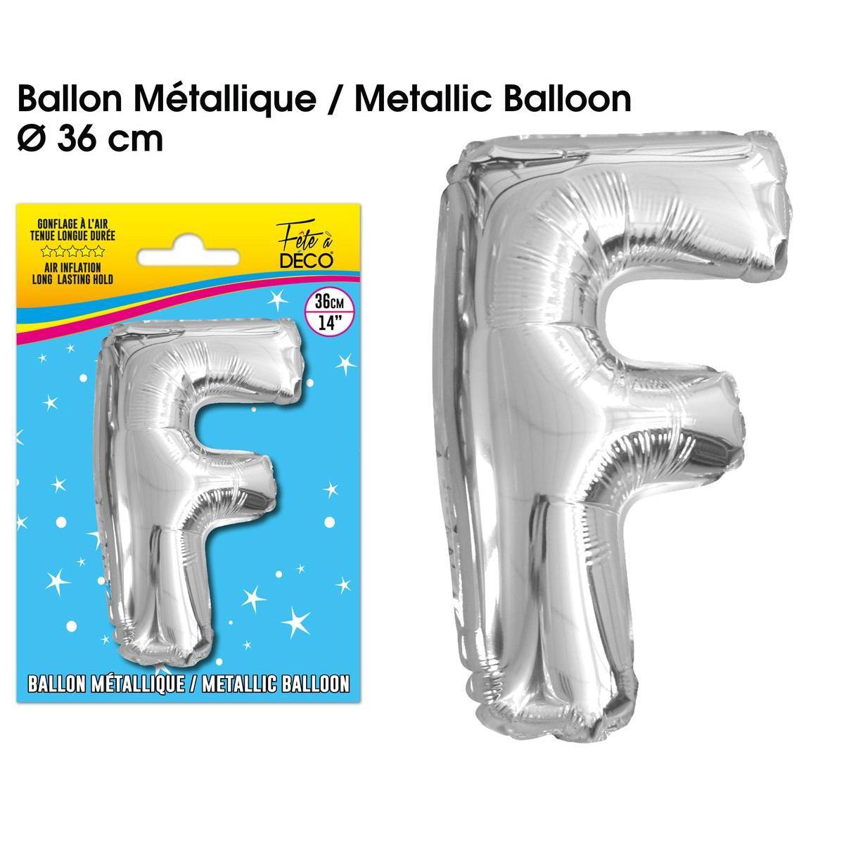 Ballon métallique argent lettre f