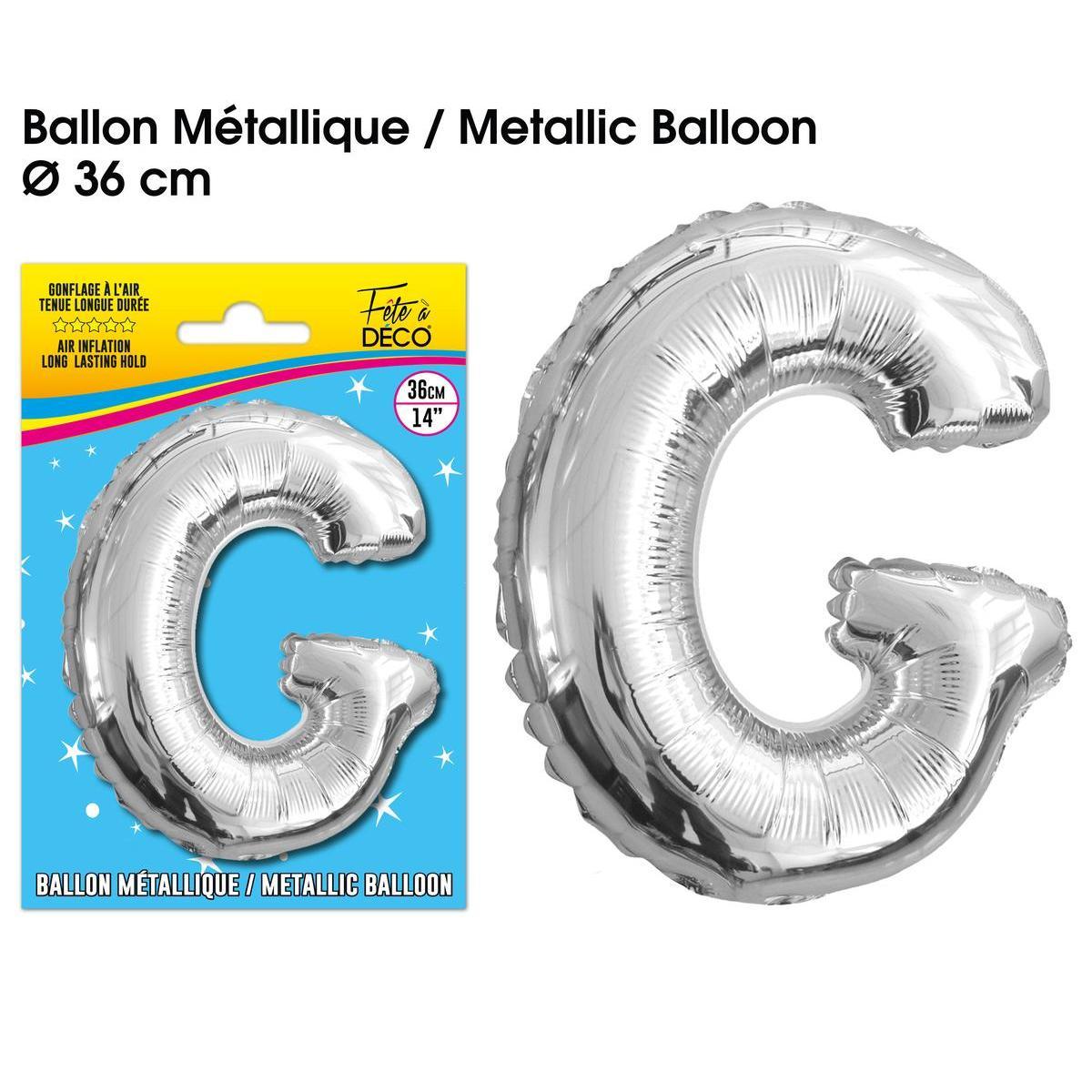 Ballon métallique argent lettre g
