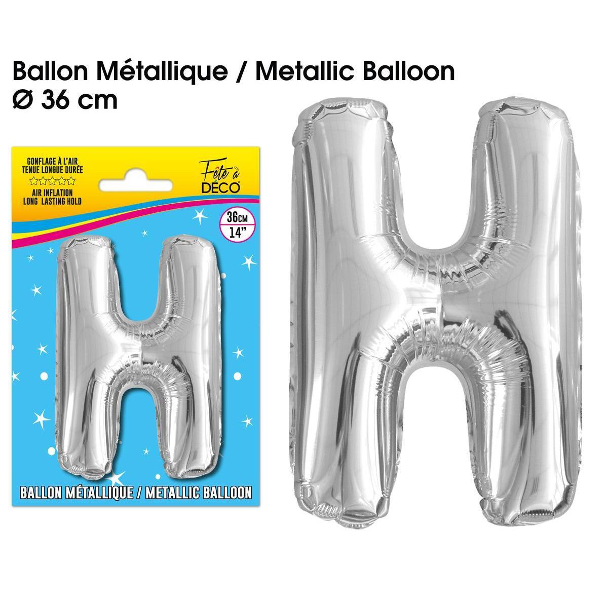 Ballon métallique argent lettre h