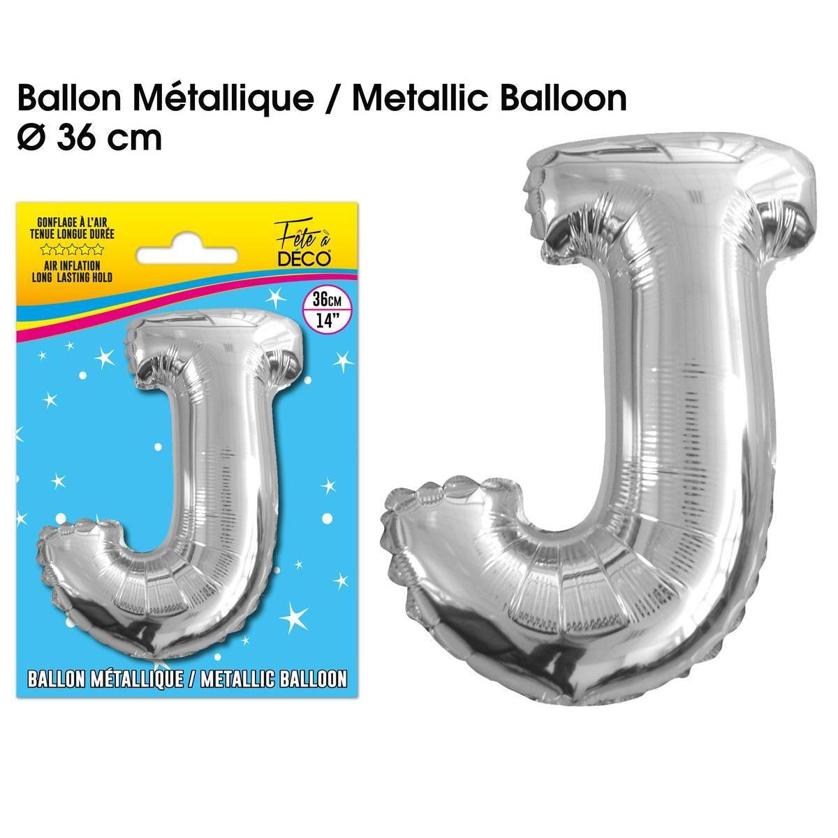 Ballon métallique argent lettre j