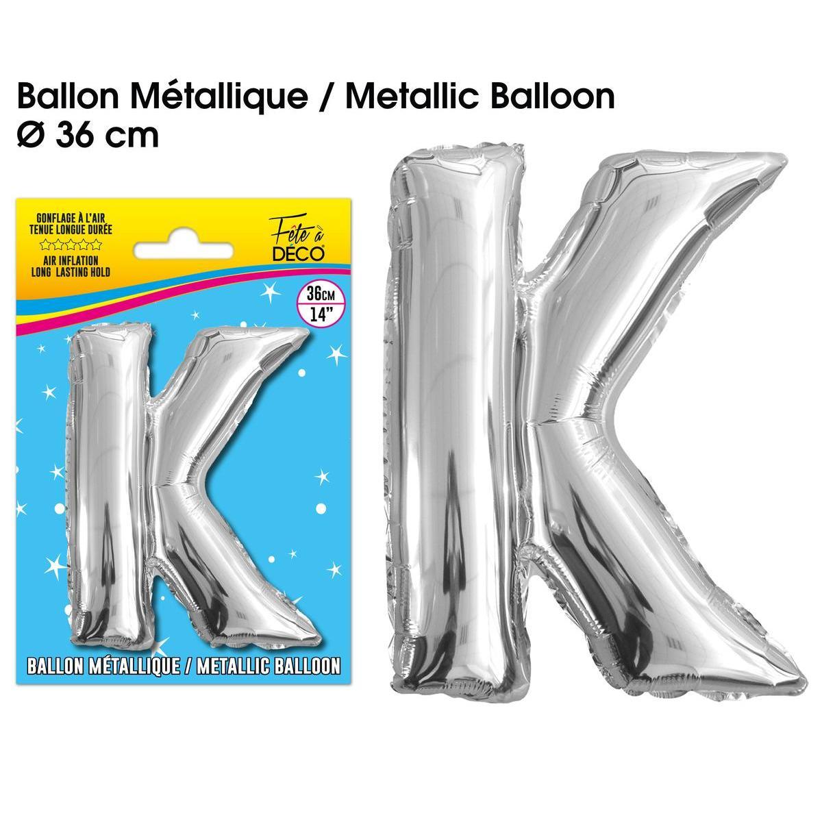 Ballon métallique argent lettre k