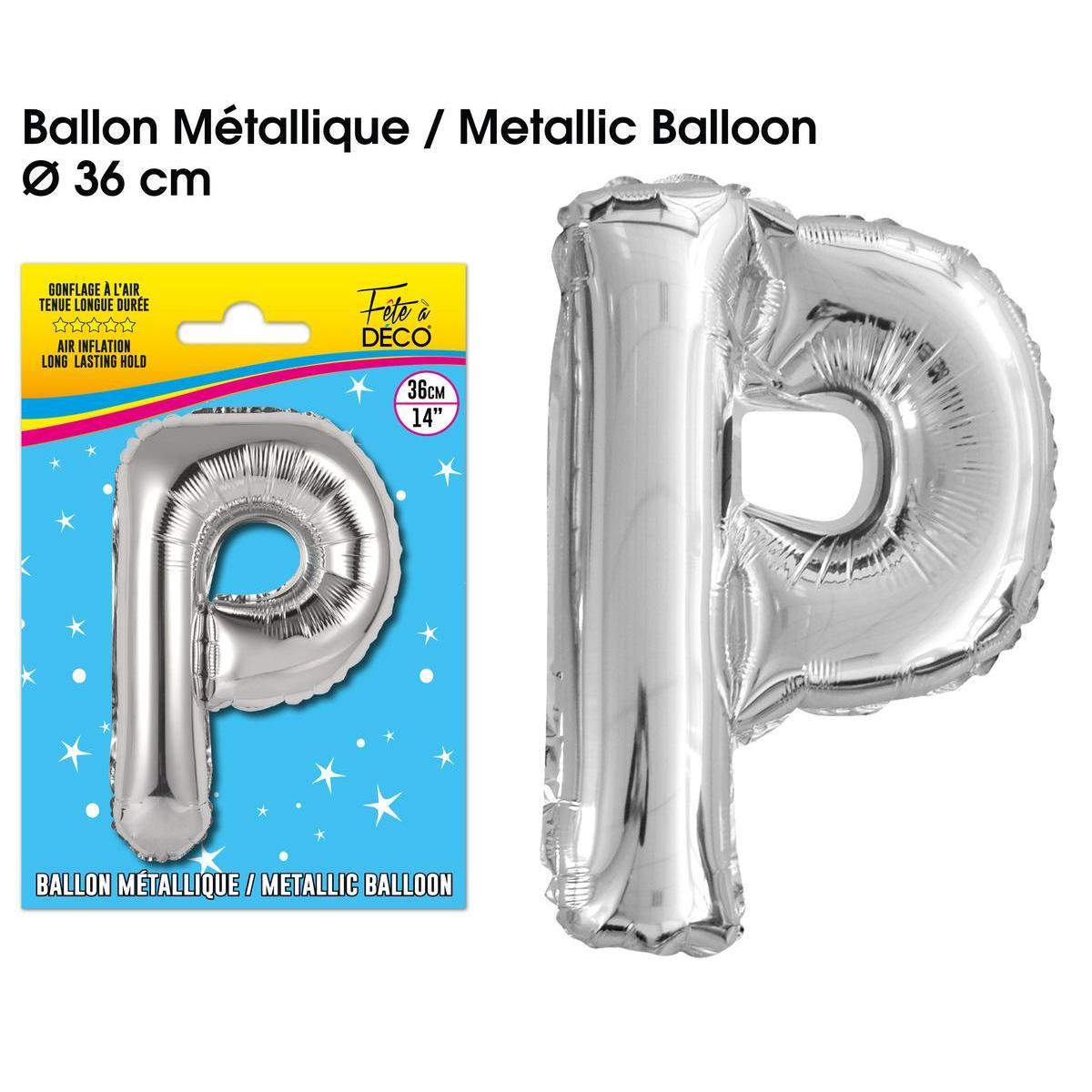 Ballon métallique argent lettre p