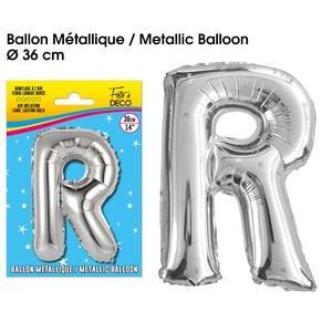 Ballon métallique argent lettre r