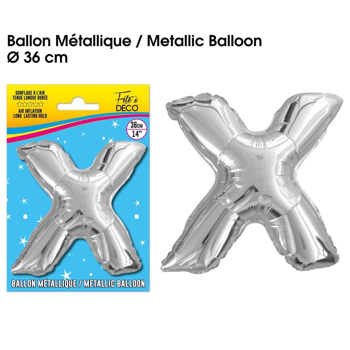 Ballon métallique argent lettre x