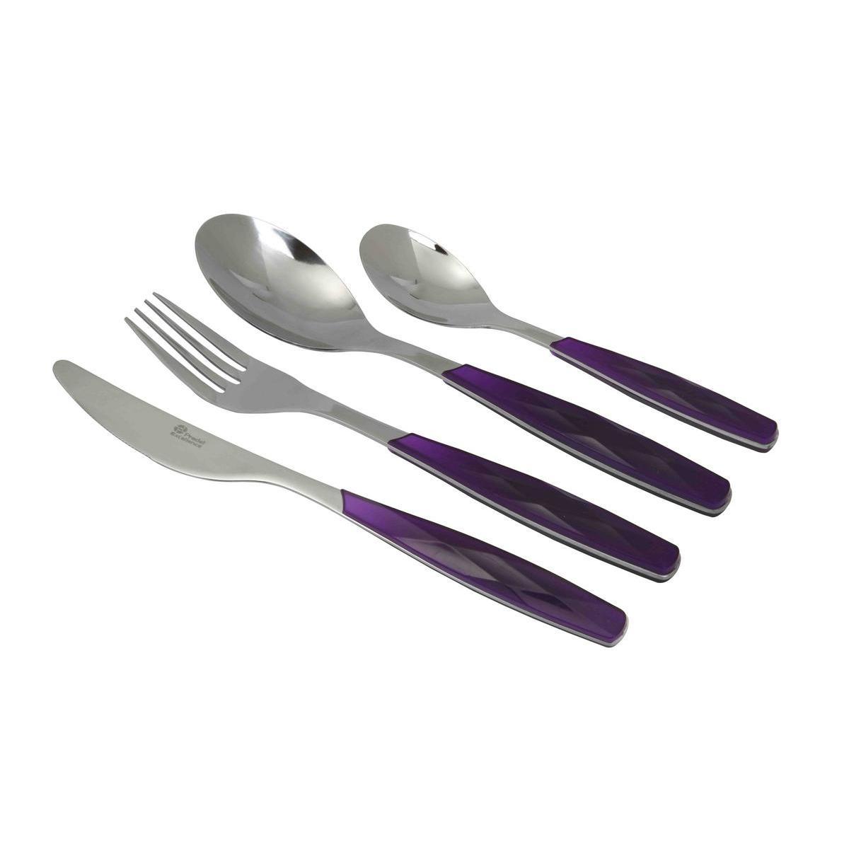 Ménagère Excellence 24 pièces - Inox et plastique - 24 x 16 x 7 cm - Violet