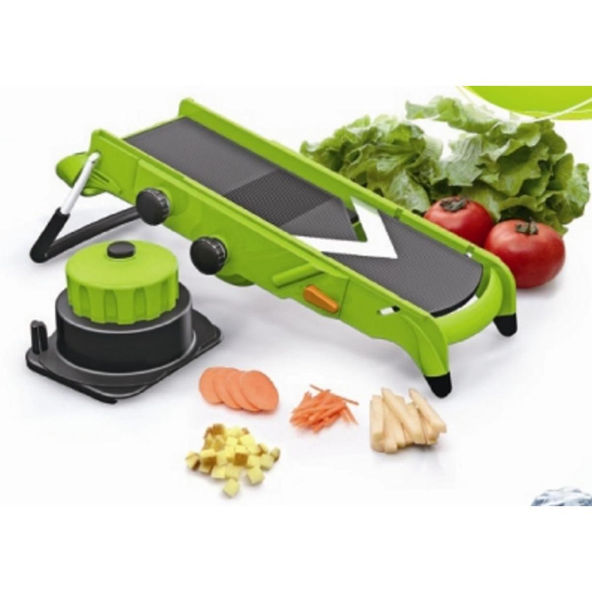 Mandoline réglable - Plastique et inox - 39,2 x 17,2 x 10 cm - Vert