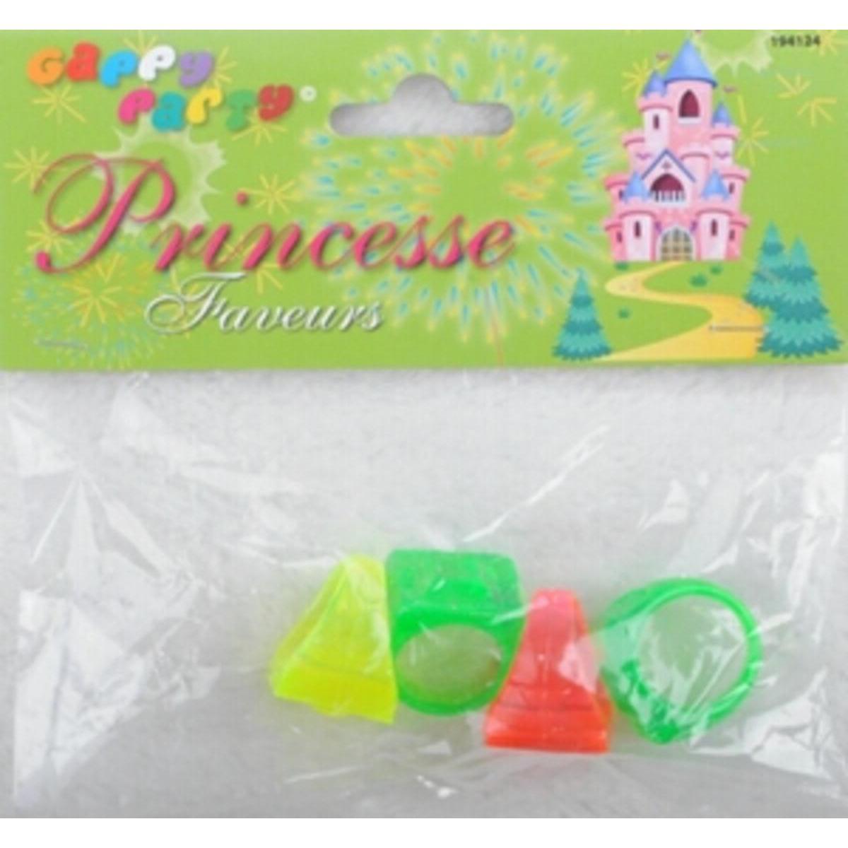 Bagues en plastique x 4 pièces princesse