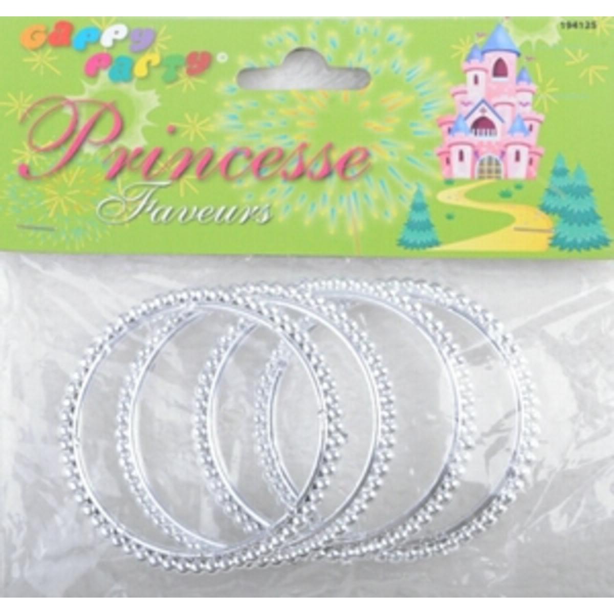 Bracelets argentés en plastique x 4 pièces princesse