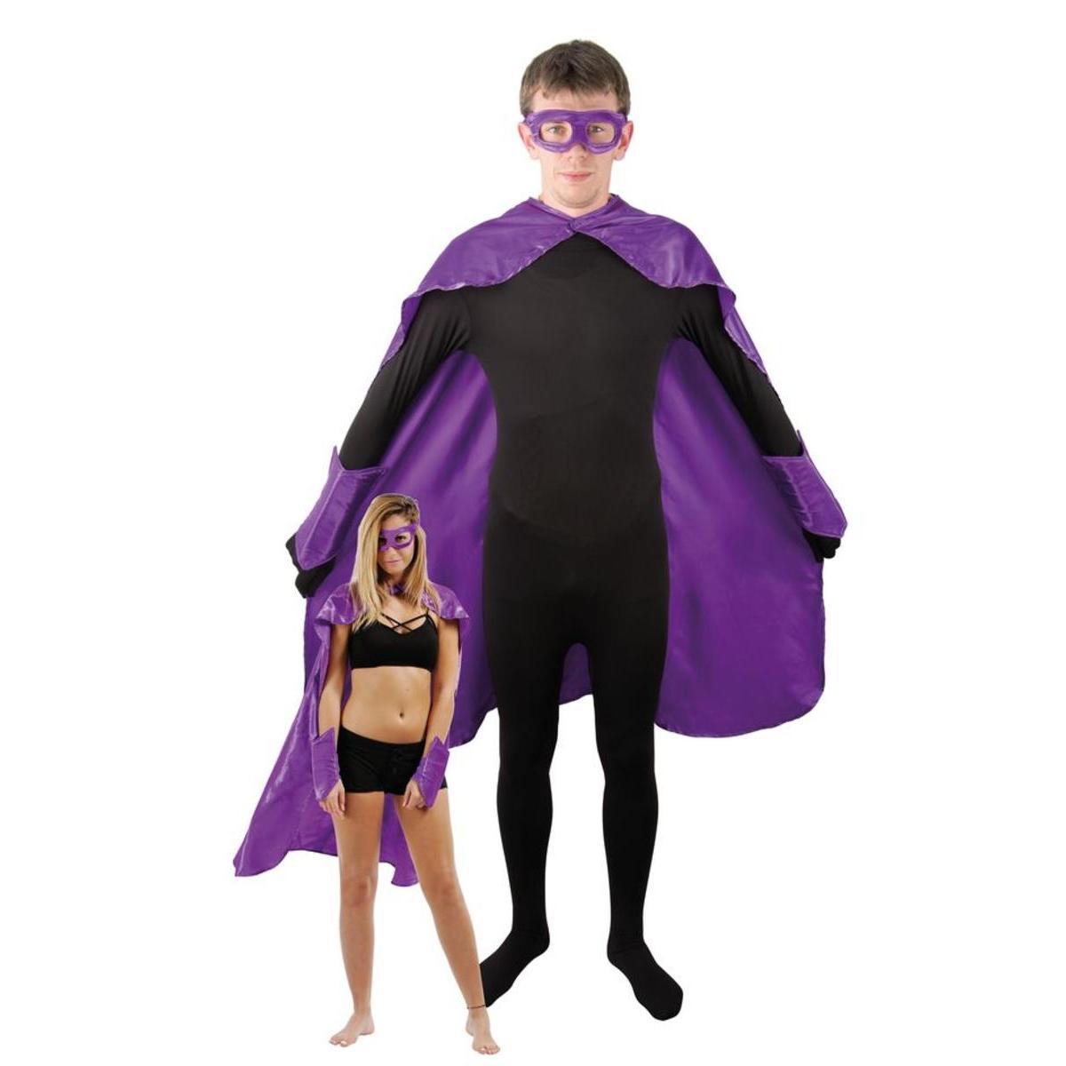 Costume de super-héros - Taille adulte unique - L 36 x l 35 cm - Violet - PTIT CLOWN