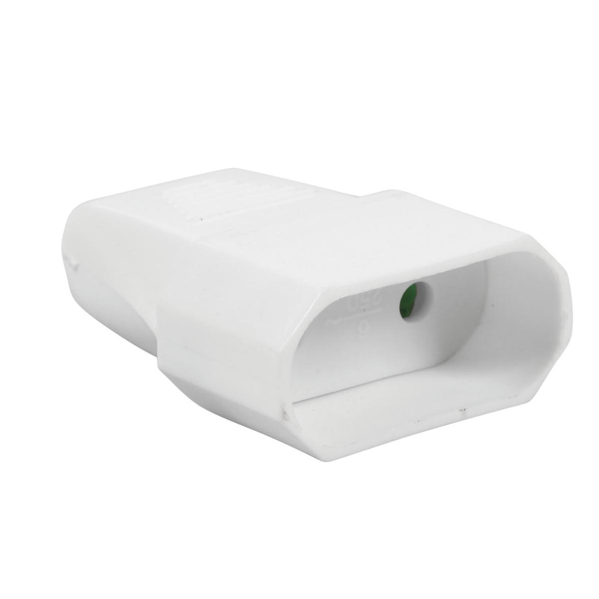 Fiche Femelle 6A Droite - 6.2 x 2 x 4.3 cm - Blanc