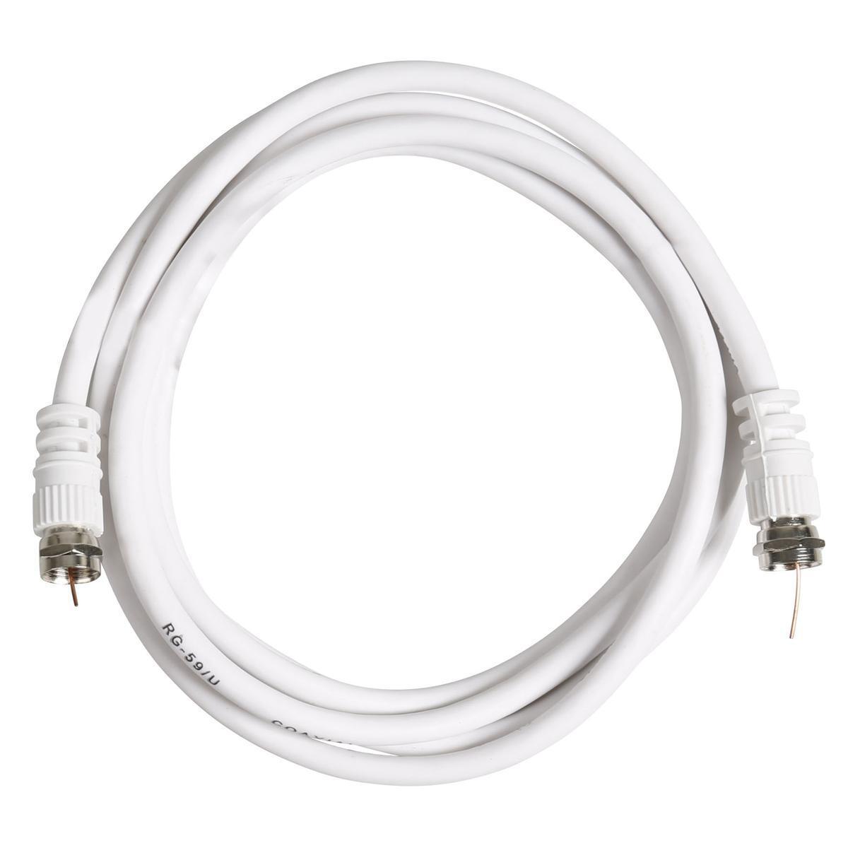 Câble Satellite Mâle/Mâle - L 2 m - Blanc