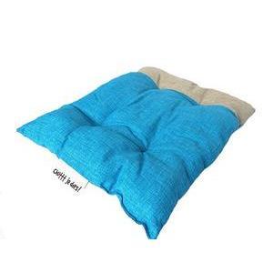 Coussin pour chien - Polyester et coton - 80 x 61 x H 8 cm - Bleu et beige