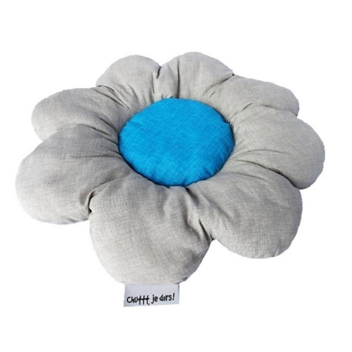 Coussin pour chien - Polyester et coton - Ø70 x 8 cm - Bleu et beige