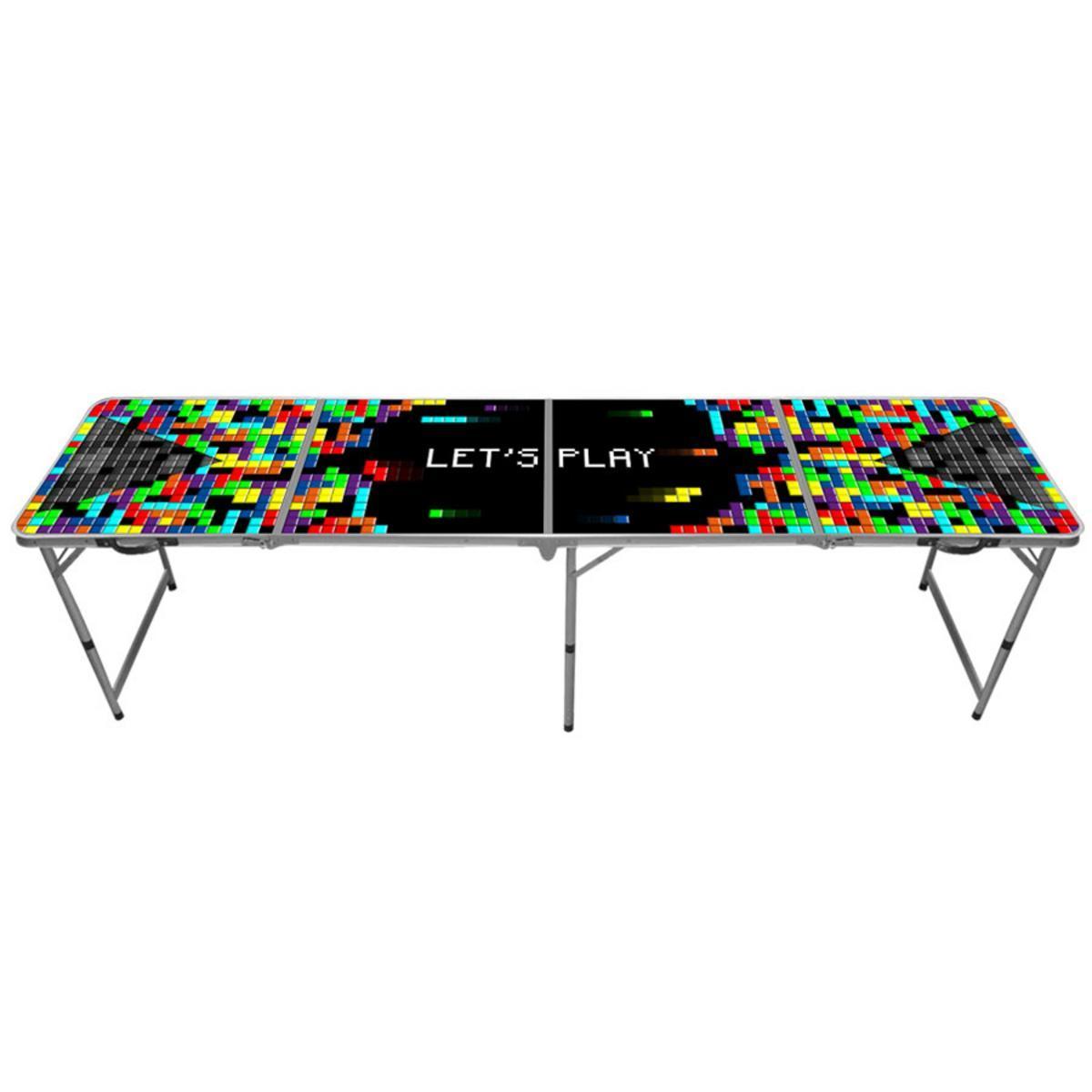 Table à Beer Pong - Aluminium et mélaminé - Multicolore - 240 x 60 cm