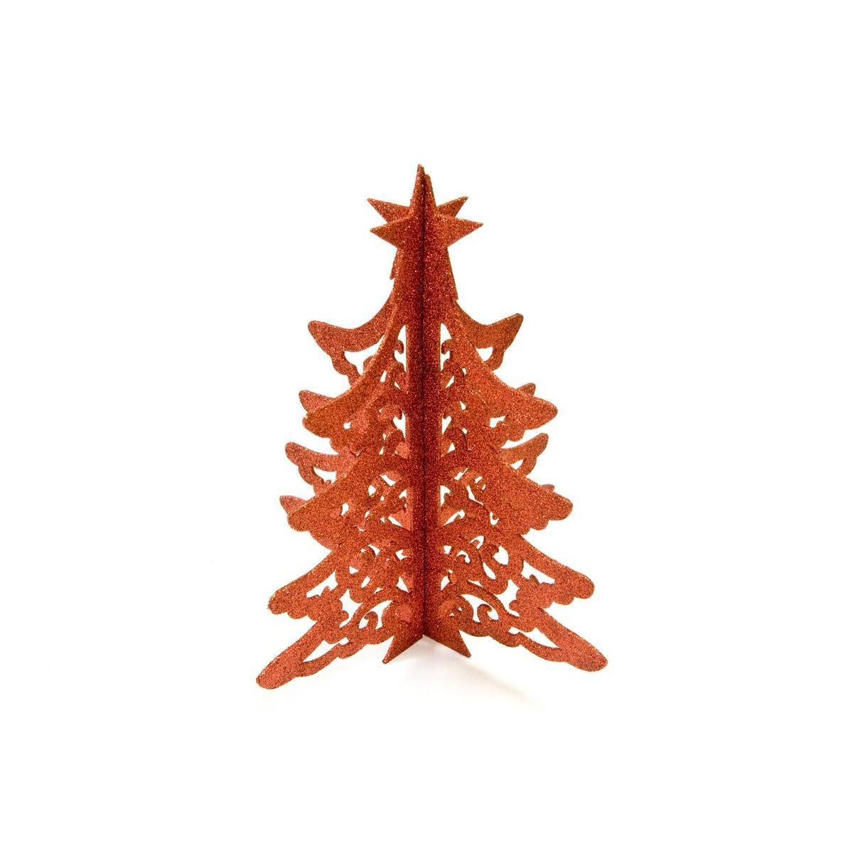 Arbre décor de table Noël - 24.5 x 30 x 30 cm - Rouge