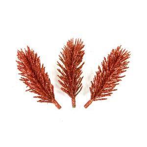 Branche sapin pailletée (x 3) - 2 x 8 cm - Rouge