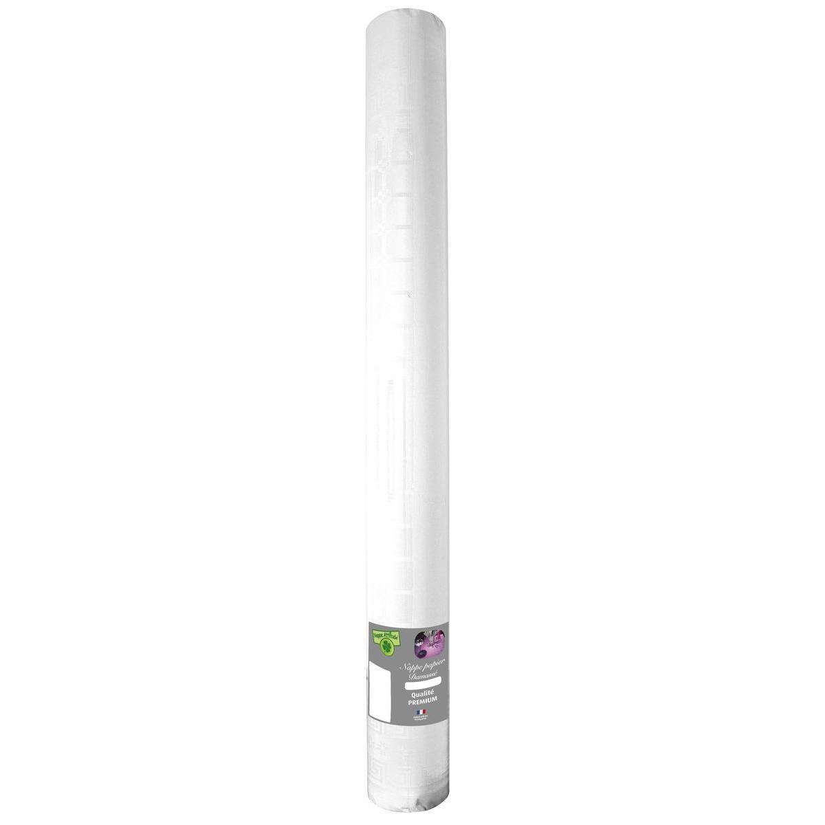Nappe effet damassé - Papier - 50 m x 120 cm - Blanc