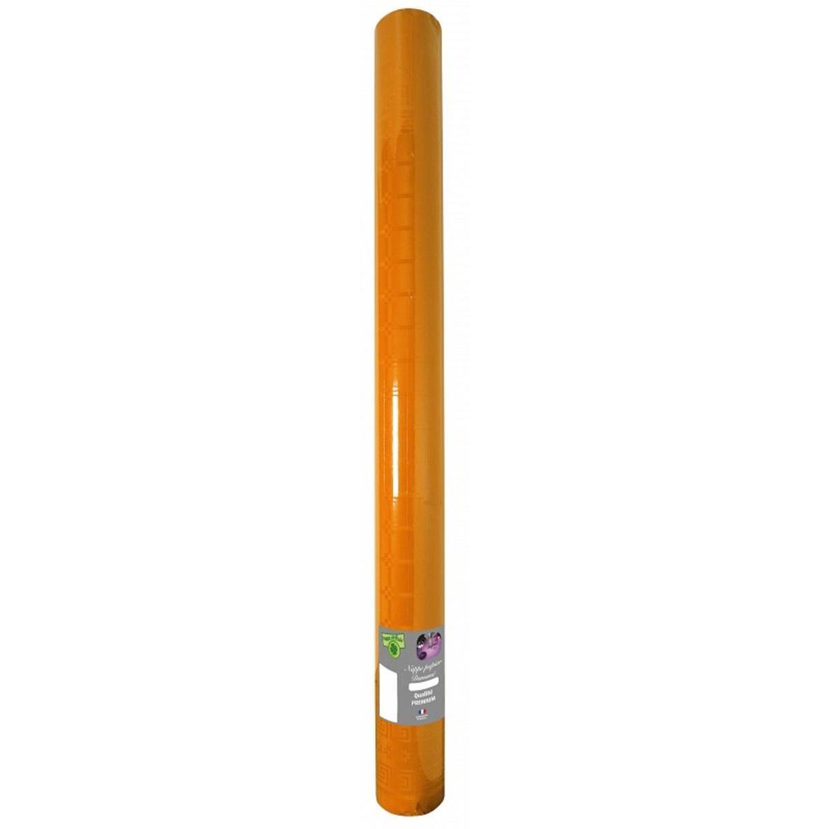 Nappe effet damassé - Papier - 6 m x 120 cm - Orange