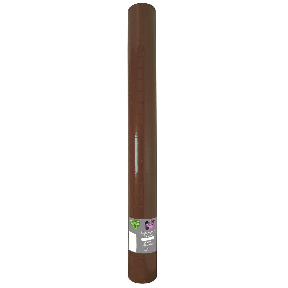 Nappe effet damassé - Papier - 20 m x 120 cm - Marron chocolat