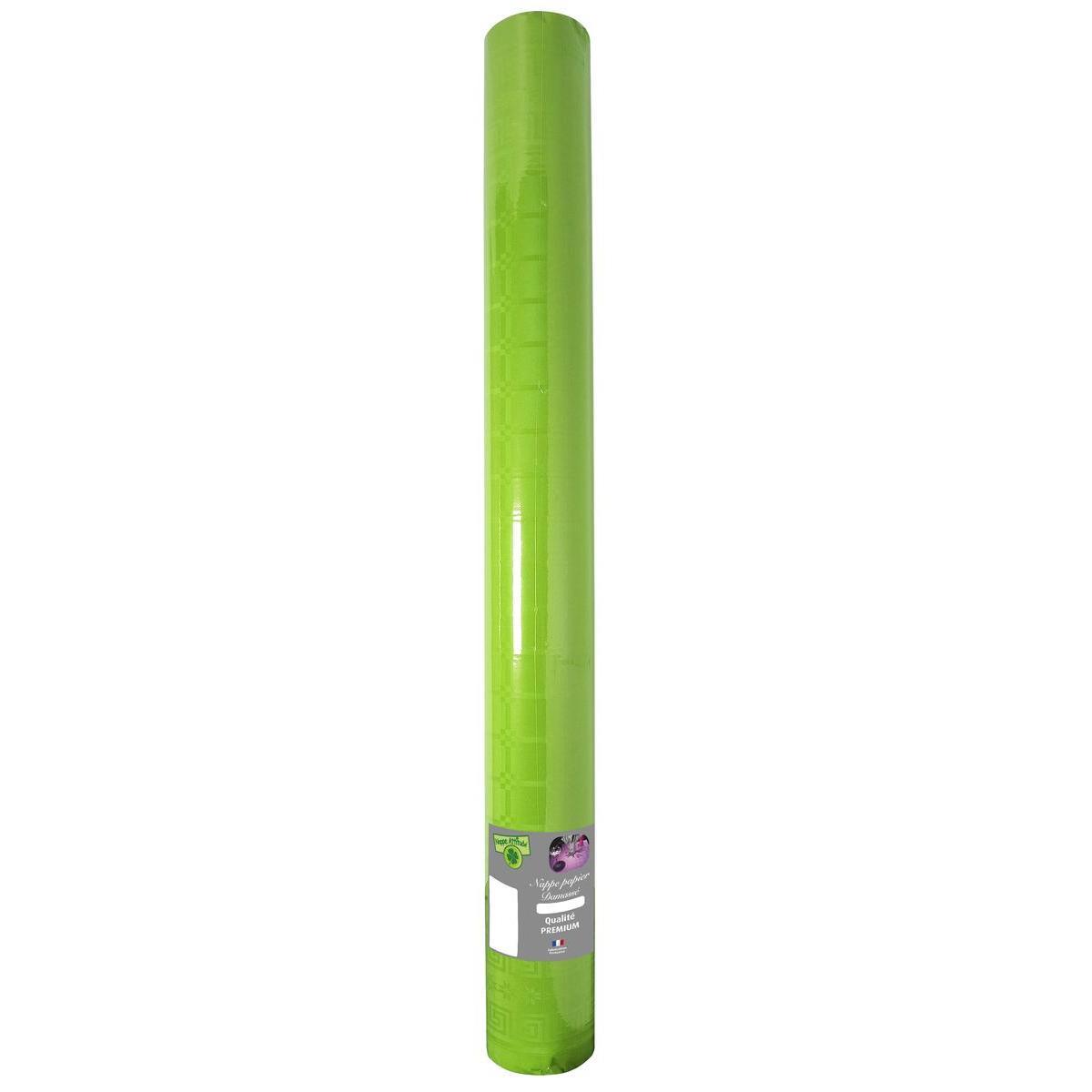 Nappe effet damassé - Papier - 20 m x 120 cm - Vert kiwi