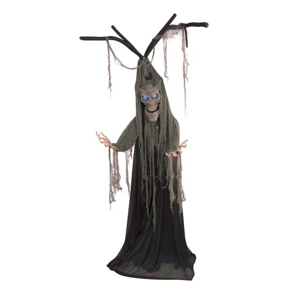 Arbre d'Halloween sonore et lumineux - Plastique et polyester - H 200 cm - Noir