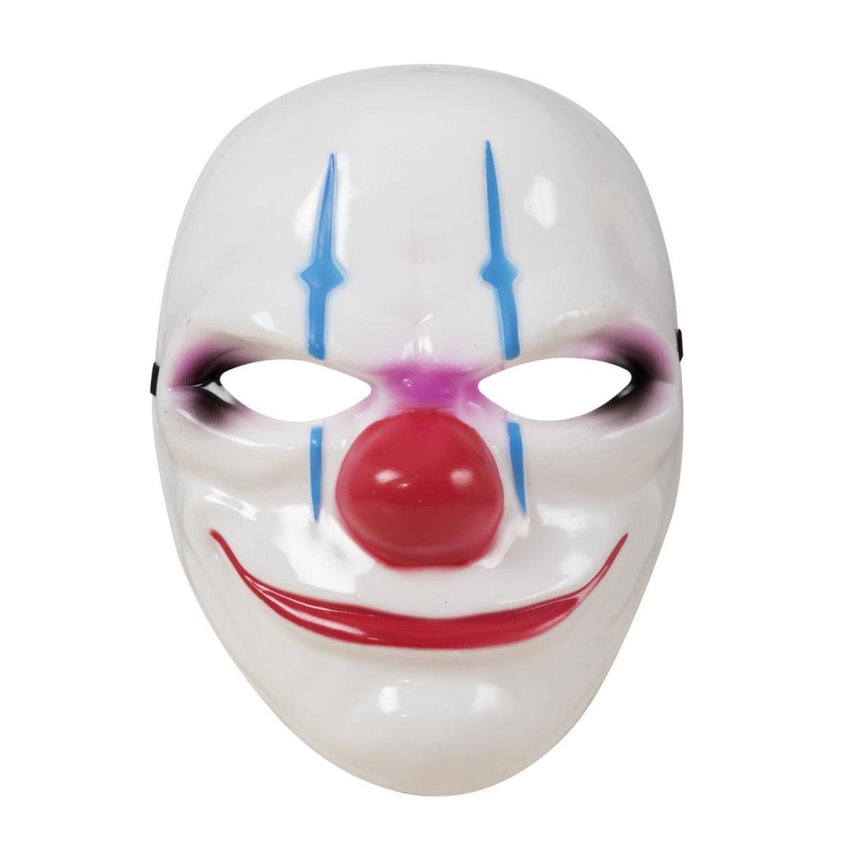Masque de clown Halloween - Plastique et polyester - 18 x 18 cm - Multicolore