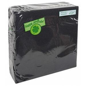 40 serviettes effet gaufré - Ouate de cellulose - 38 x 38 cm - Noir
