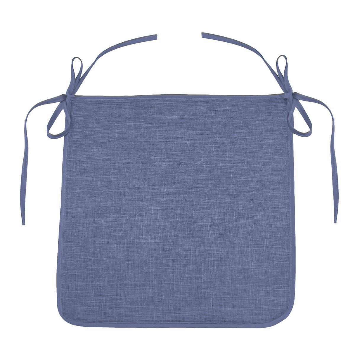 Galette de chaise - 40 x 40 x H 3,5 cm - Bleu