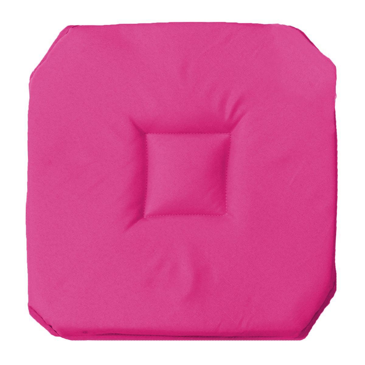 Galette de chaise - 36 x 36 x H 3,5 cm - Rose fuchsia