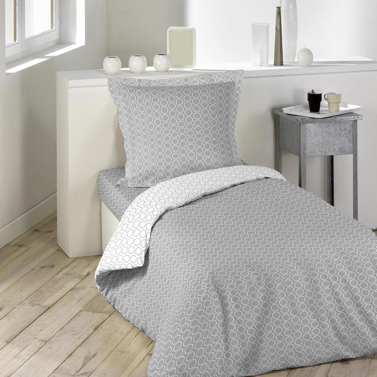 Housse de couette 1 personne - 140 x 200 cm - Gris et blanc