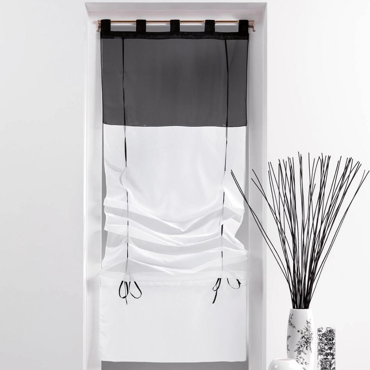 Voile store - 60 x H 180 cm - Blanc et noir