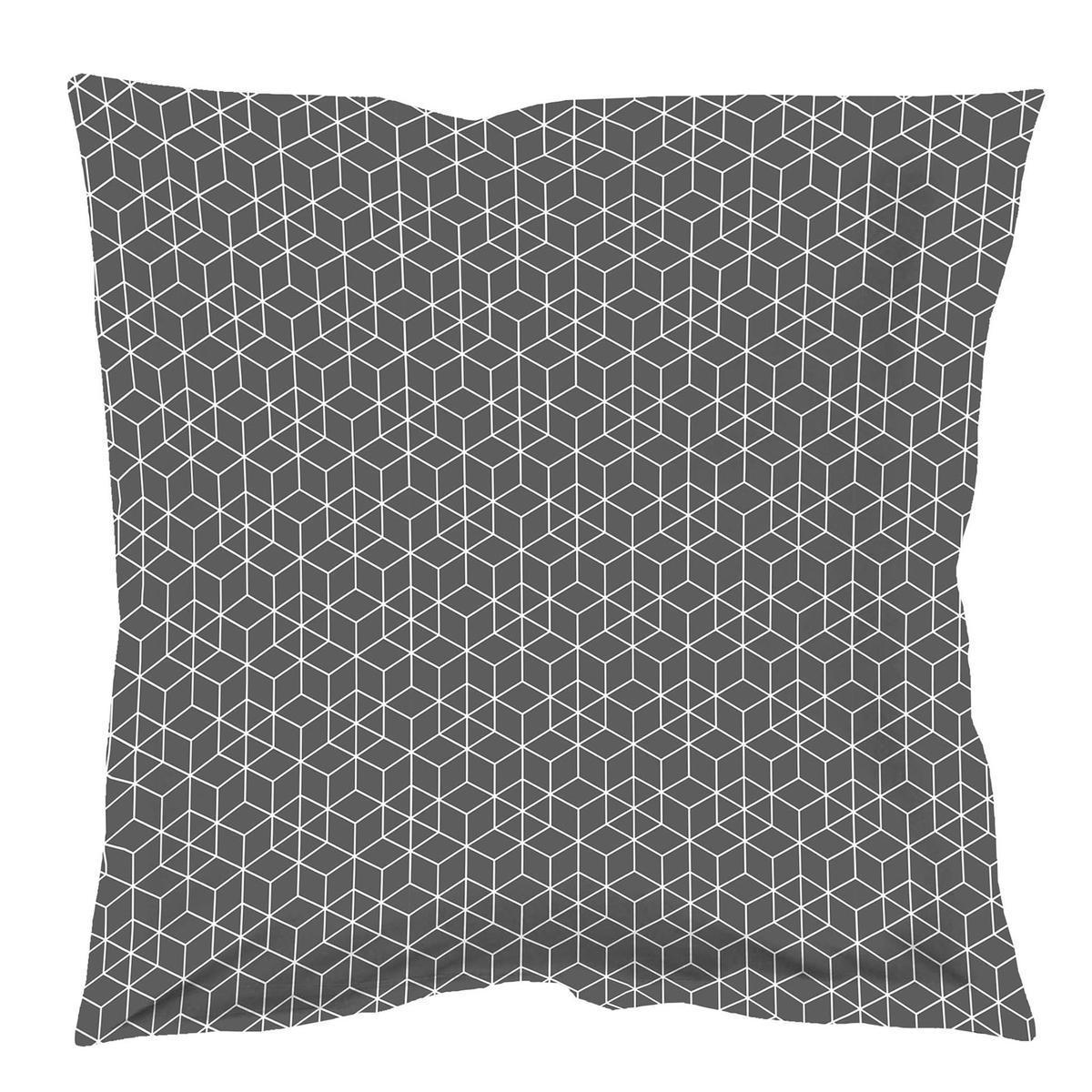 Taie d'oreiller - 63 x 63 cm - Gris anthracite et blanc